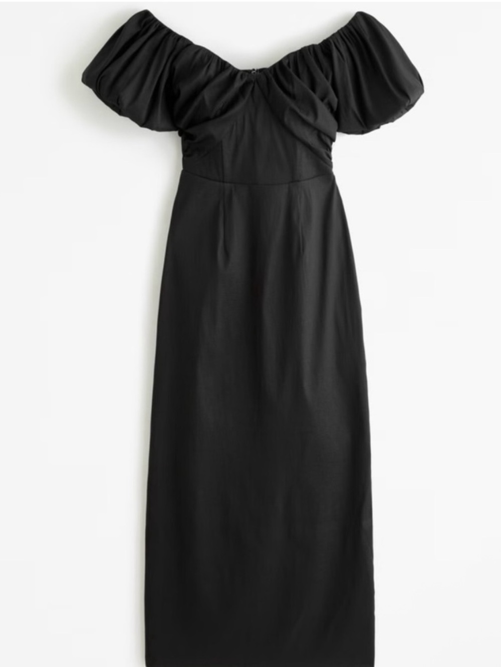 Abercrombie & Fitch Black Off‑Shoulder Midi Dress XL BLACK